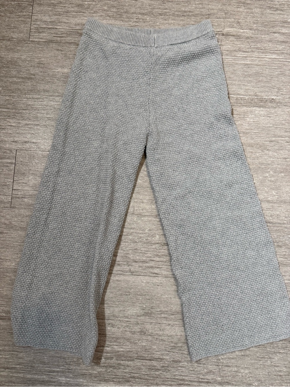 FP Beach Free People Gray Knit Wide Leg Lounge Pants Soft Cozy Coastal Grandma